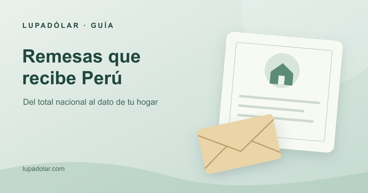 Ilustración de un comprobante genérico de remesa y un sobre junto a la figura de un hogar