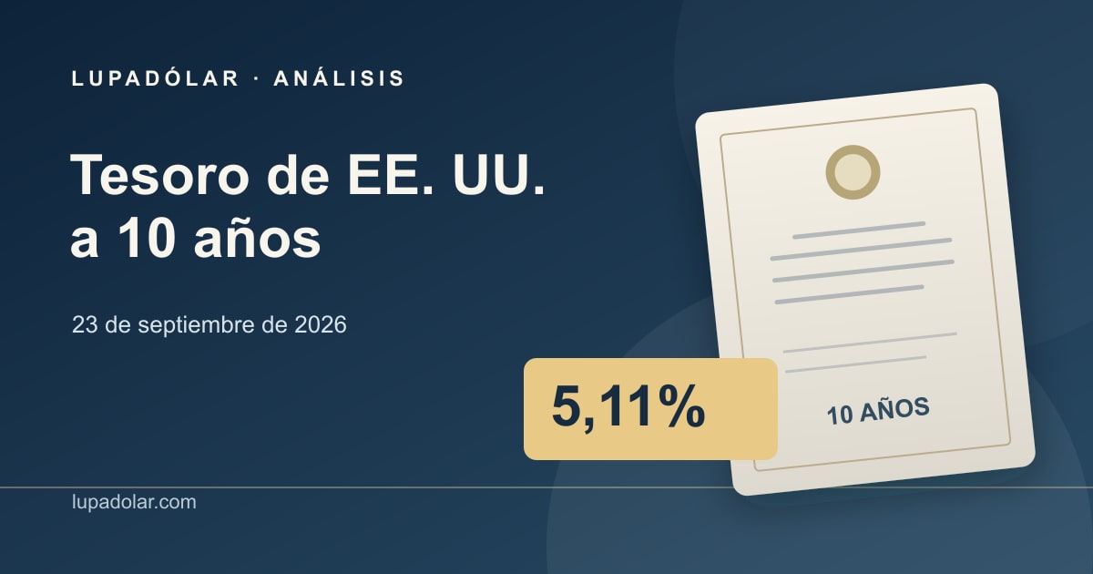 Ilustración de un documento de deuda a diez años con la tasa par de 5,11% del 23 de septiembre de 2026